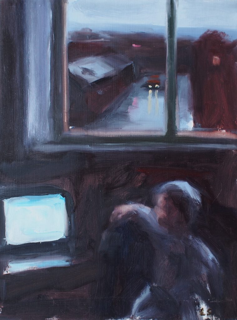 Liam Spencer - Boy and Window - oil on board 36x27cm  &pound;3200