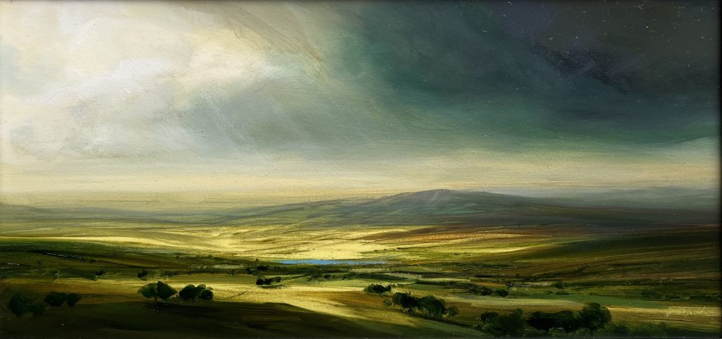 Harry Brioche - Chasing the Clouds Away - oil on board, 14x29cm £500