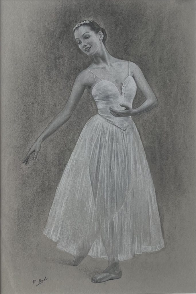 Darren Baker - Classical Ballerina - pastel and charcoal 23x15cm