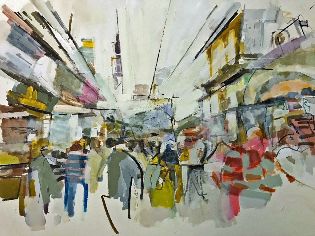 Colin Taylor - Delhi Chandni Chowk - acrylic pen and ink on paper, size: 13x20cm SOLD