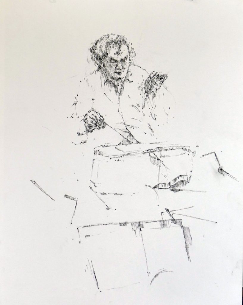 Janina Cebertowicz - Maestro Kord Warsaw Philharmonic 2 - charcoal 60x42cm £200