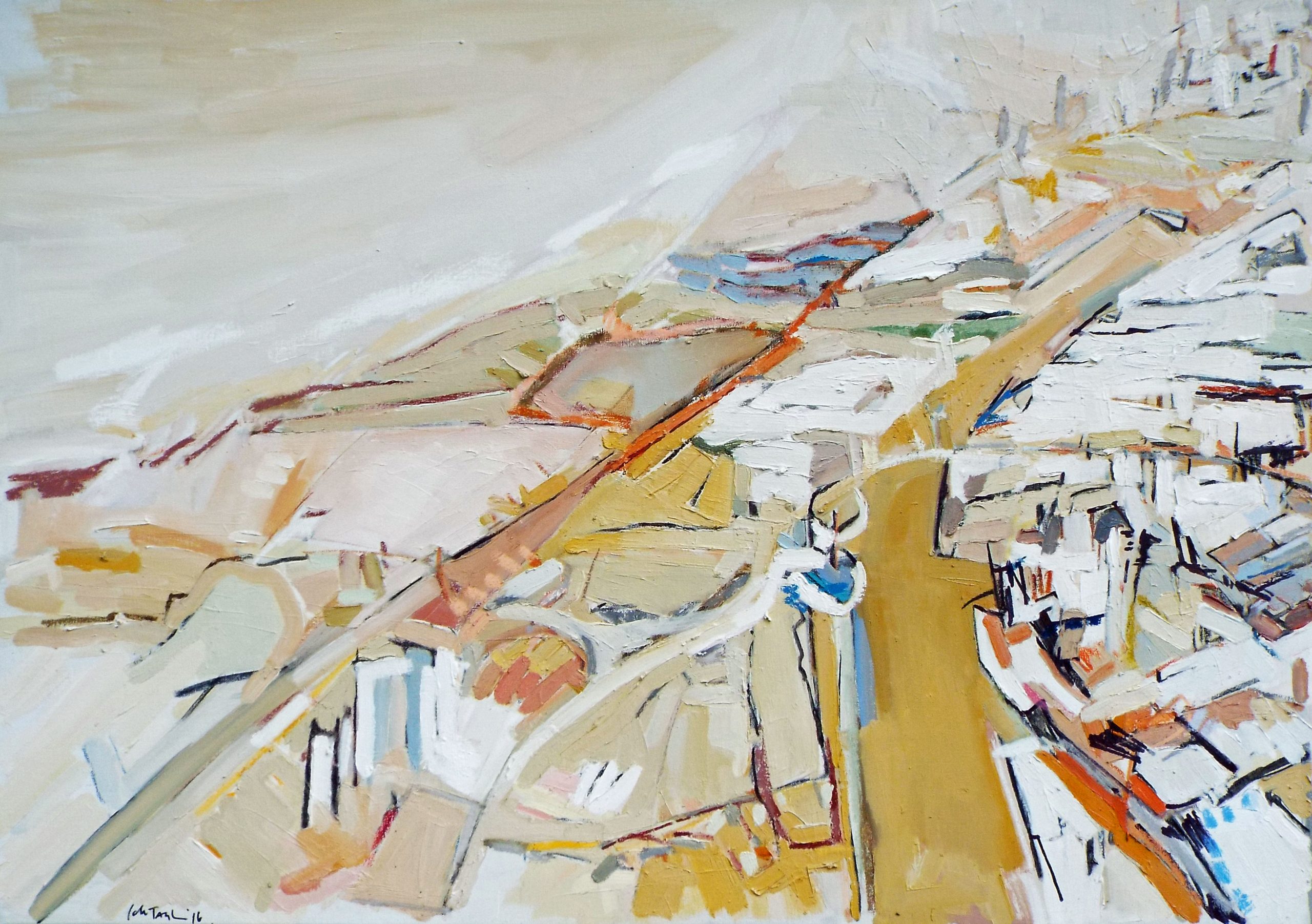 Colin Taylor - Manchester Ship Canal - oil, acrylic pen and ink on linen, size: 71x99cm £2,400