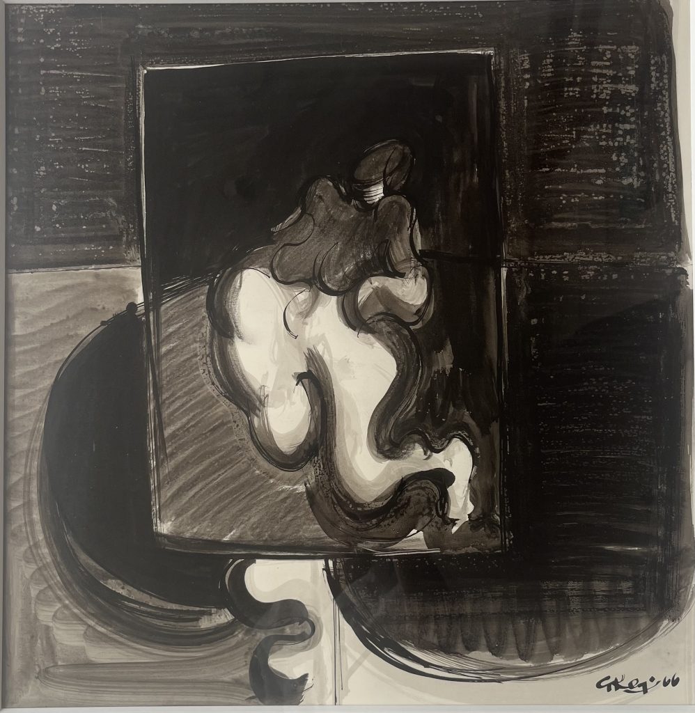 Geoffrey Key - Nab Figure Monochrome (1966) - mixed media 50x48cm