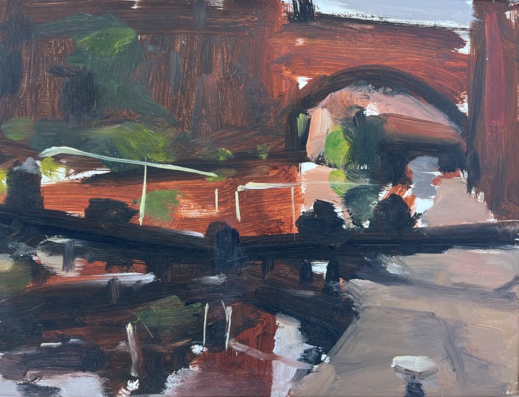 Liam Spencer - Rochdale Canal, Manchester - oil on board, size: 23x31cm £2950