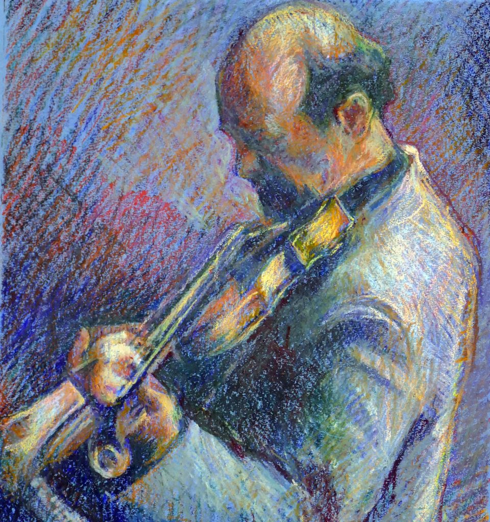 Janina Cebertowicz - Warsaw Philharmonic Piotr Cegielski - oil pastel 29x26cm £300