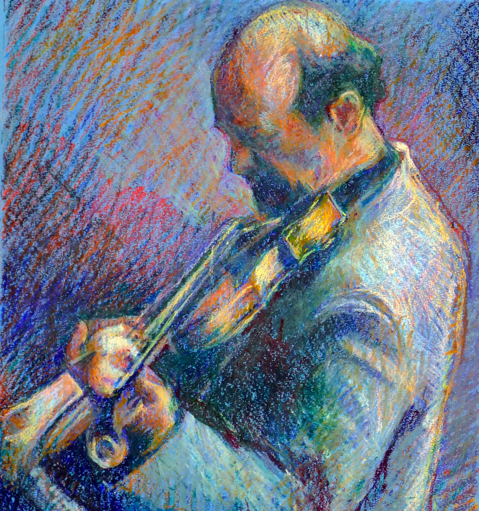 Janina Cebertowicz - Warsaw Philharmonic Piotr Cegielski - oil pastel 29x26cm &pound;300