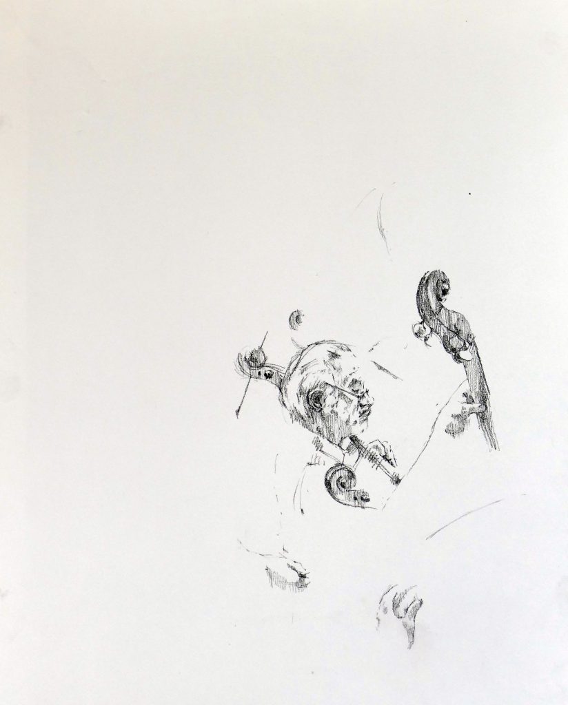 Janina Cebertowicz - Warsaw Philharmonic String Section - charcoal 60x42cm £200