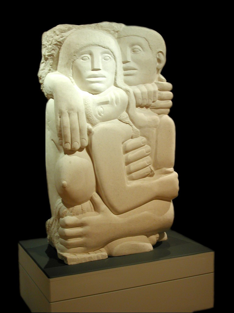 Dawn Rowland - Embrace - Anstrude Clair limestone unique carving, size: 143x79cm £45,500