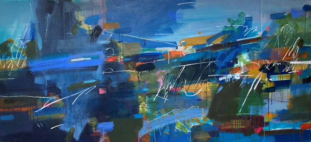Debbie Goldsmith - Blue Landscape - oil on canvas, size: 104x210cm SOLD