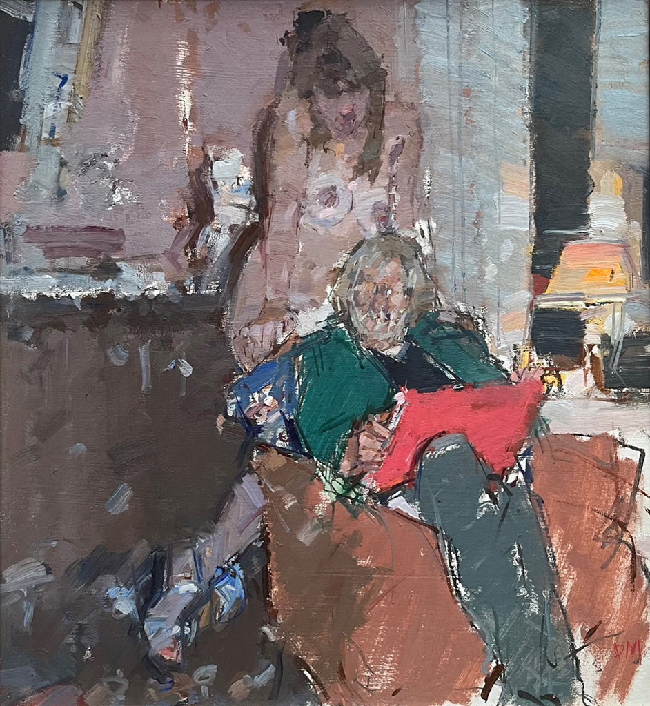 Don McKinlay - Sketching - oil on board, size: 59x54cm SOLD