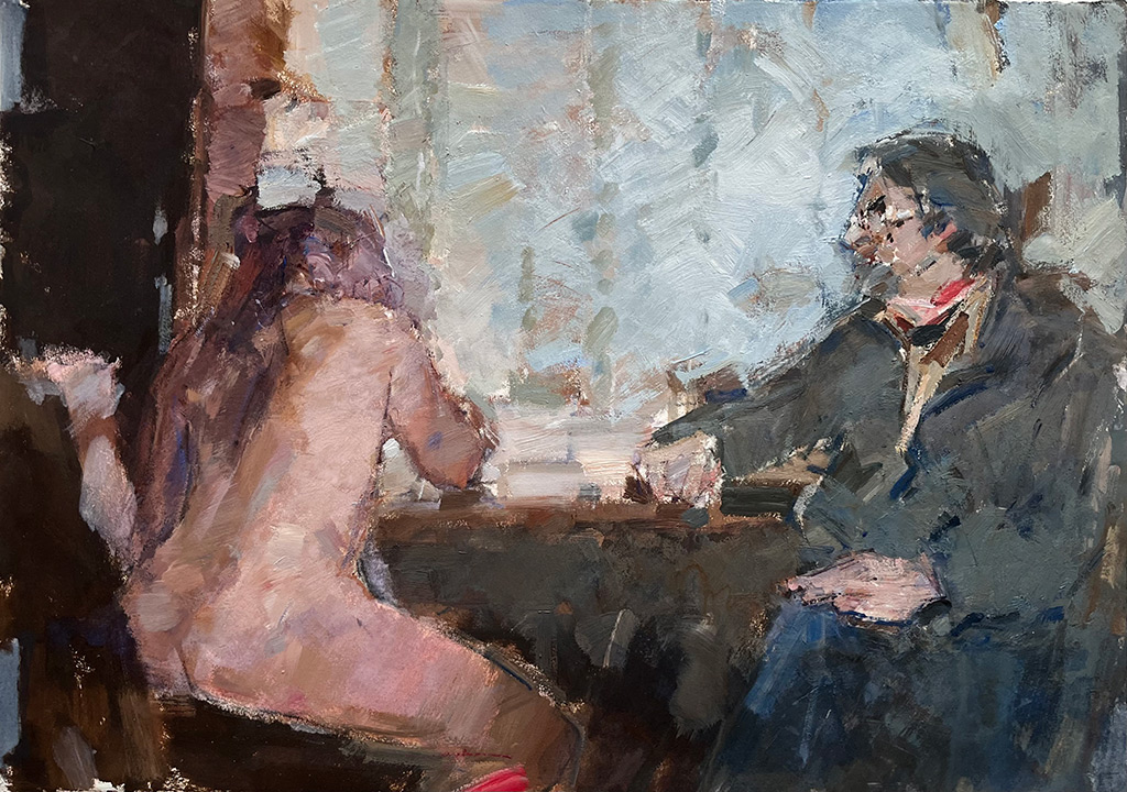 Don McKinlay - The Conversation - oil on board, size: 57x81cm £2,950
