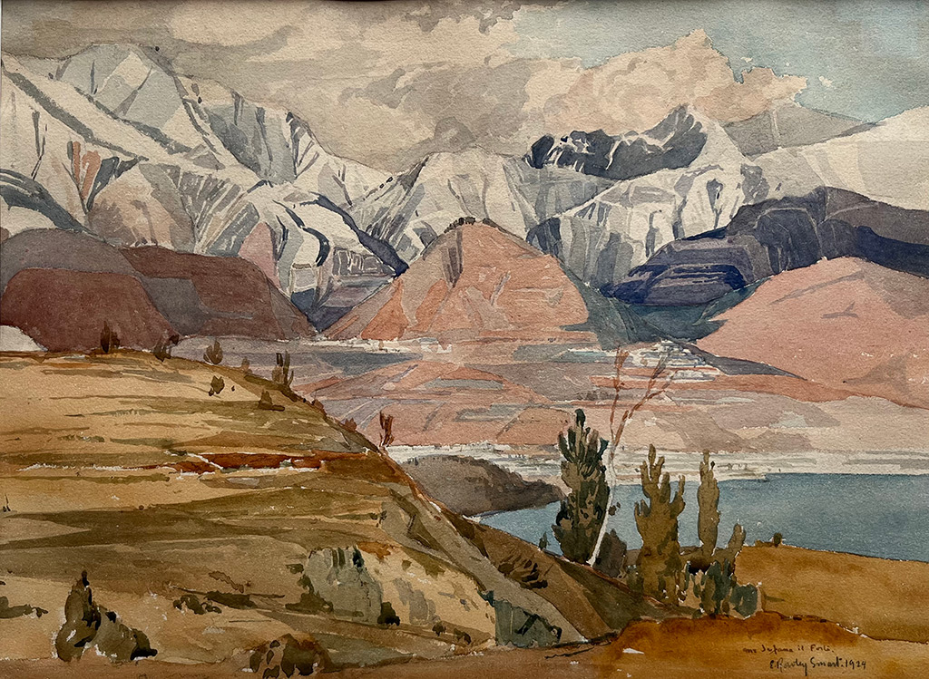 Edgar Rowley Smart - Italian Mountains and Lake 1924 - watercolour, size: 24x33cm £1,950