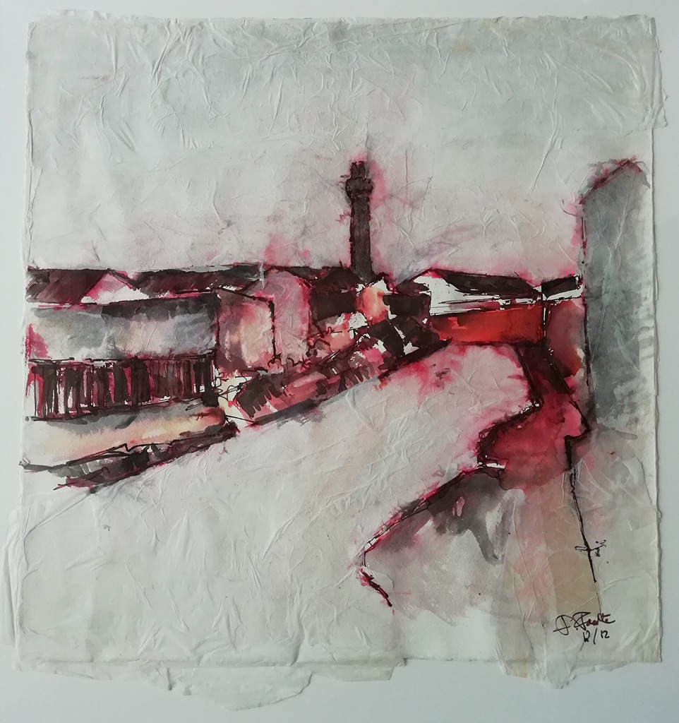 Florian Foerster - Cheetham Hill Road View Towards Strangeways - ink and collage, size: 57x53cm £695