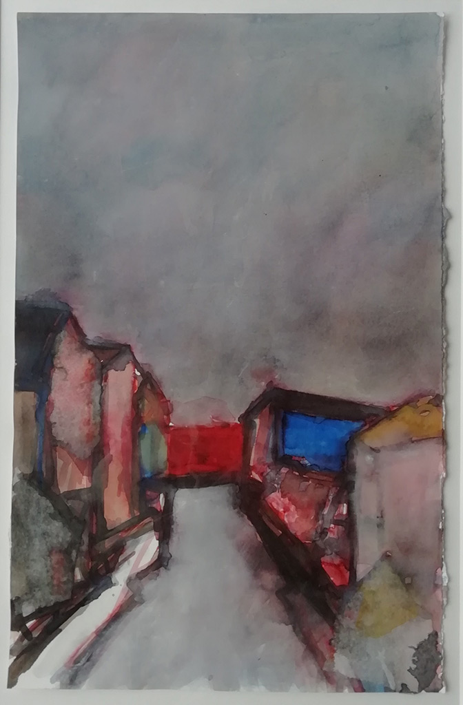 Florian Foerster - Street in Redbank - watercolour and ink, size: 35x23cm £400