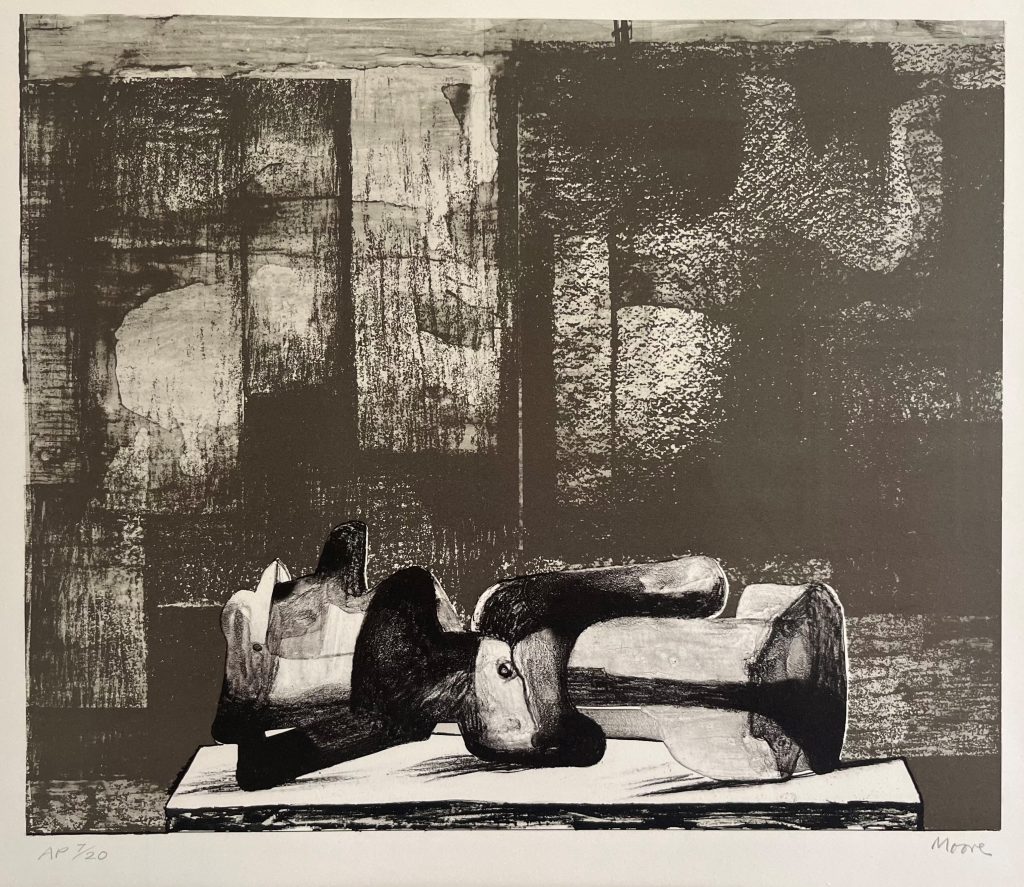 Henry Moore - Reclining Figure with Architectural Background iv - Lithograph, edition of 50, artist’s proof no.7/20. Signed. 32x38cm, £3,000