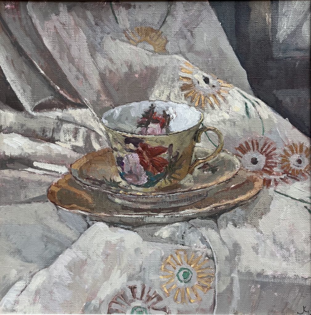 Janina Cebertowicz - Floral Trio - 30.5×30.5cm, oil on canvas, £500