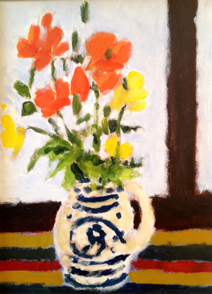 Michael Howard - Poppies in a Provencal Jug - oil on board, framed size: 20x15cm £375