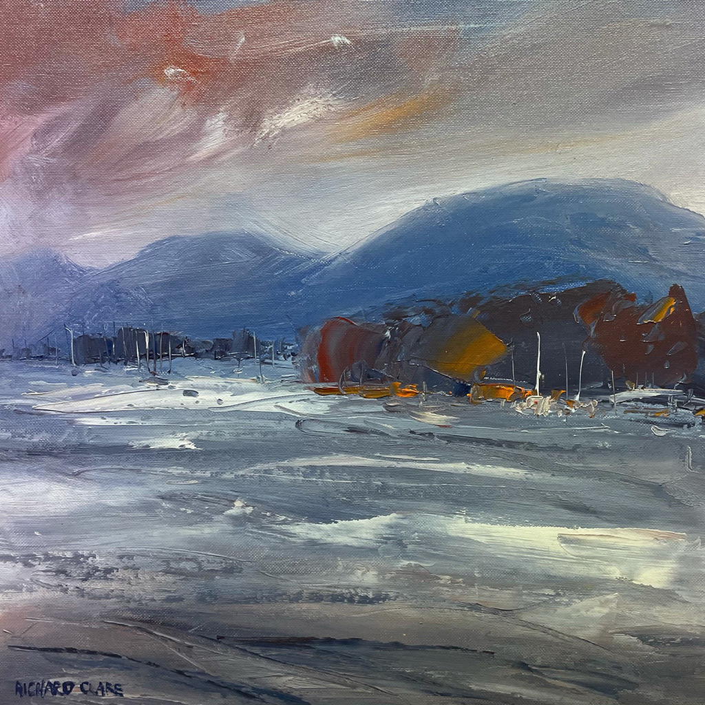 Richard Clare - Stormy Windermere - oil on board, size: 30x30cm £575
