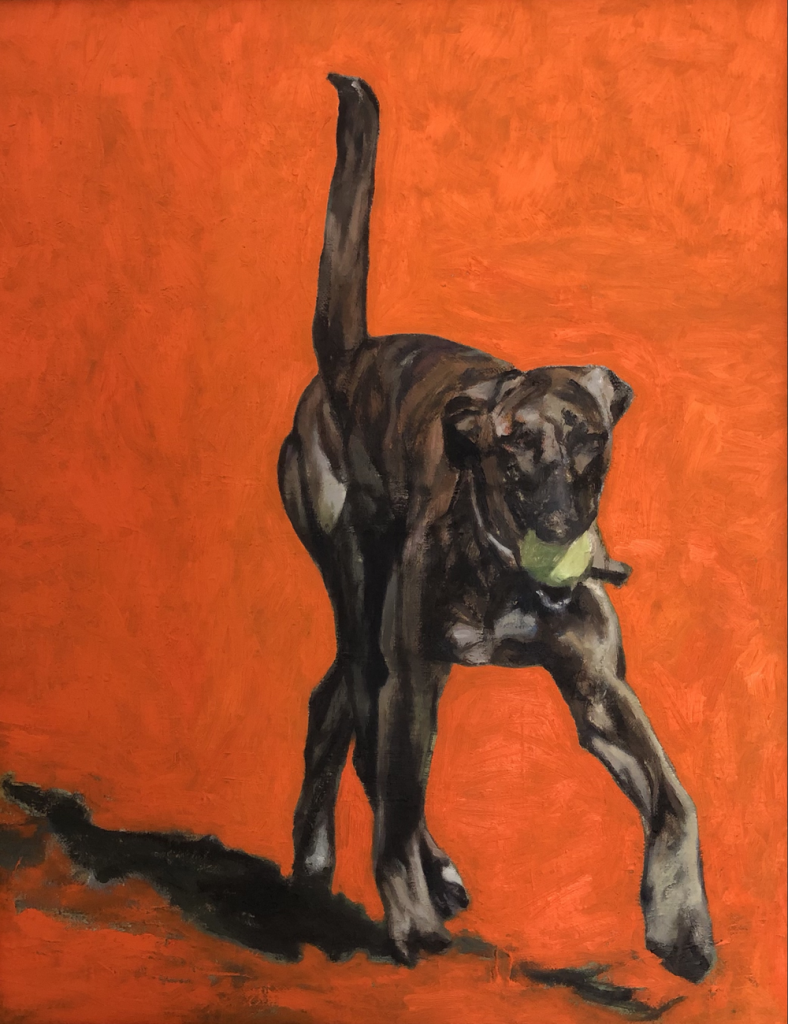 Simon Hadley Attard - Dog with a Ball - 60x50cm, oil on canvas, £900