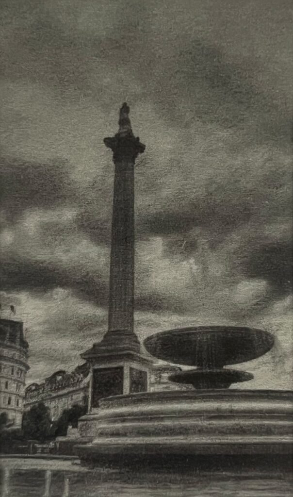Darren Baker - Trafalgar Square -  charcoal and pencil  5x3.5cm &pound;800