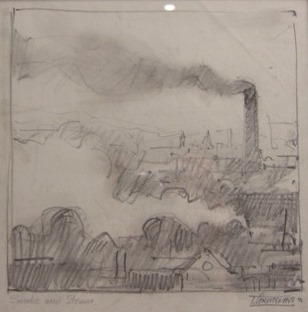 Trevor Grimshaw - No.7 Smoke and Steam 1971 - 16.5x15cm, pencil and charcoal, £600