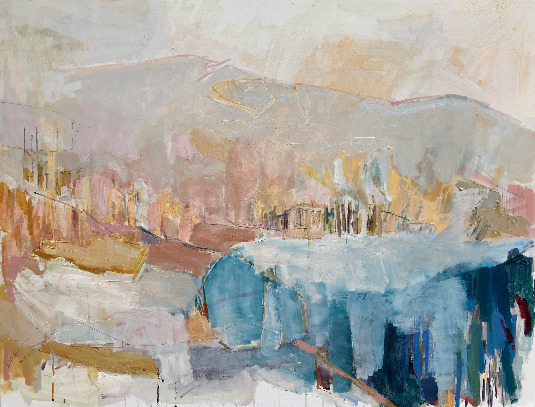 Colin Taylor - Grasmere from Loughrigg Terrace #1 - oil, acrylic, ink and pen on linen 91.5x122cm £3900