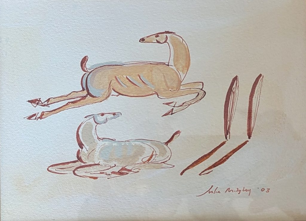 Julia Midgley - Horse Jumping Horse - watercolour & pencil 22x20cm £200