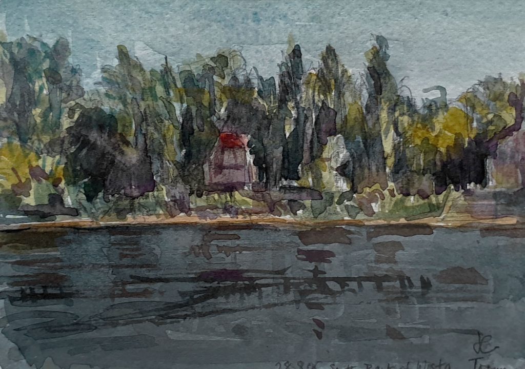 Janina Cebertowicz - Wisla River Torun - watercolour 10x15cm £150