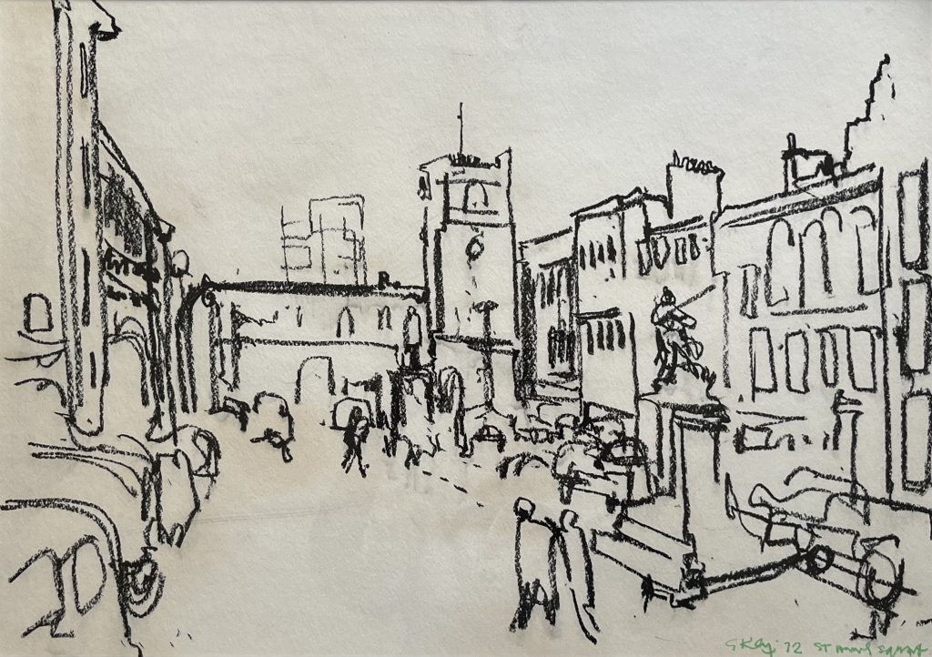 Geoffrey Key - St Ann’s Square (1972) - charcoal on paper 46x65cm £2250