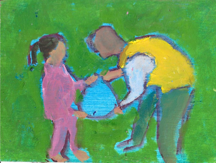 Gina Ward &ndash; Giving &ndash; oil 12x16cm &pound;285