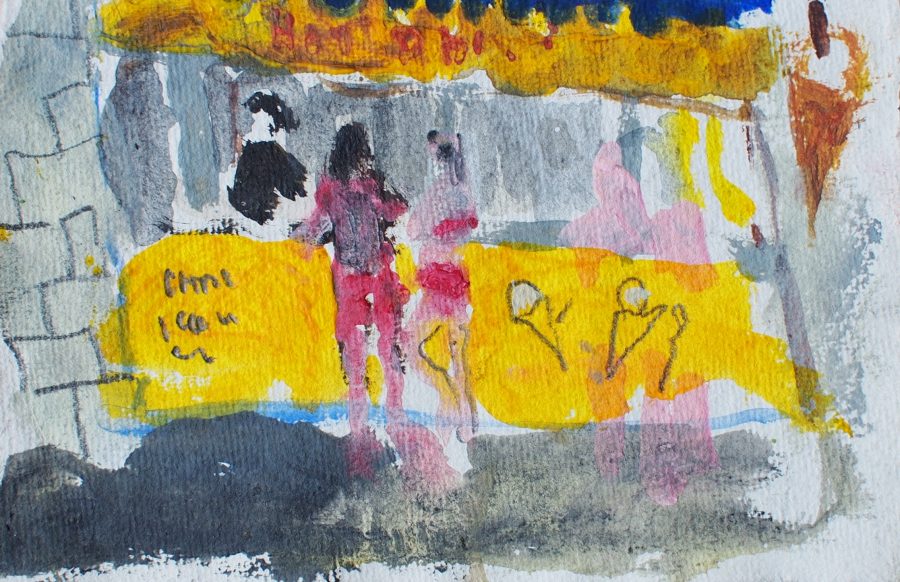 Gina Ward - Ice Cream Counter - Mixed Media 10x15cm unframed £150