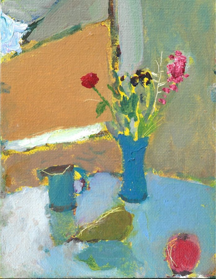 Gina Ward - Pear and Flower - oil 12x16cm &pound;295