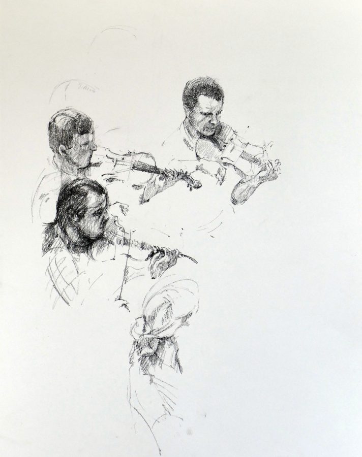 Janina Cebertowicz - Warsaw Philharmonic String Section 2 - charcoal 42x60cm £200