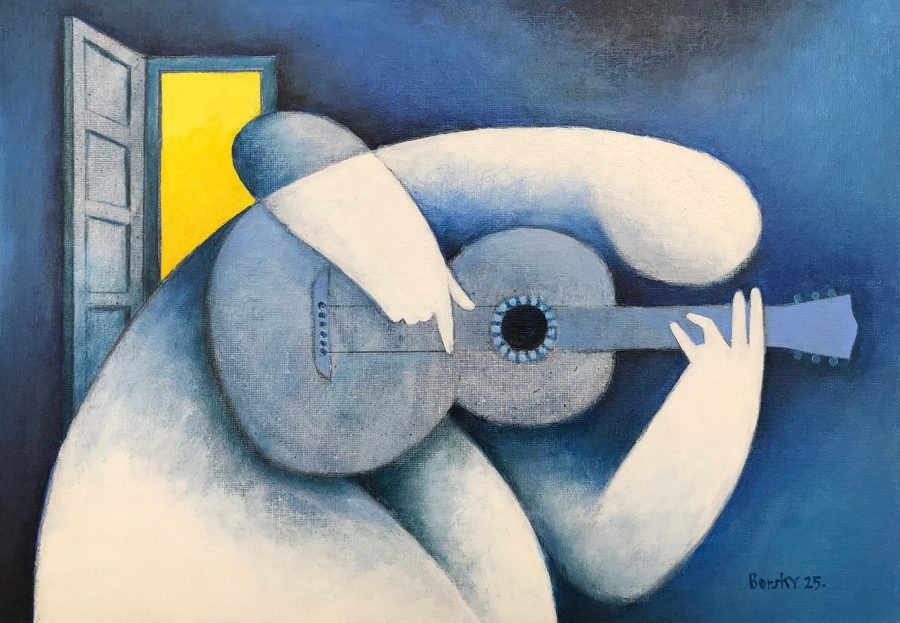 Jiri Borsky - Trouble in Mind - acrylic on board 40x28cm