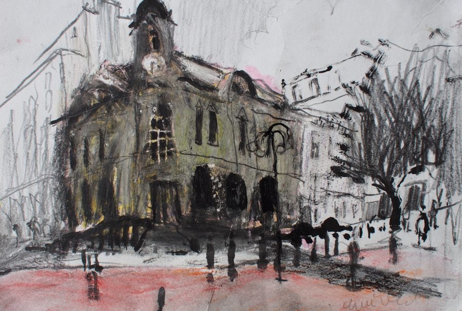Gina Ward - Birmingham Square - Mixed Media 18x26cm unframed £295