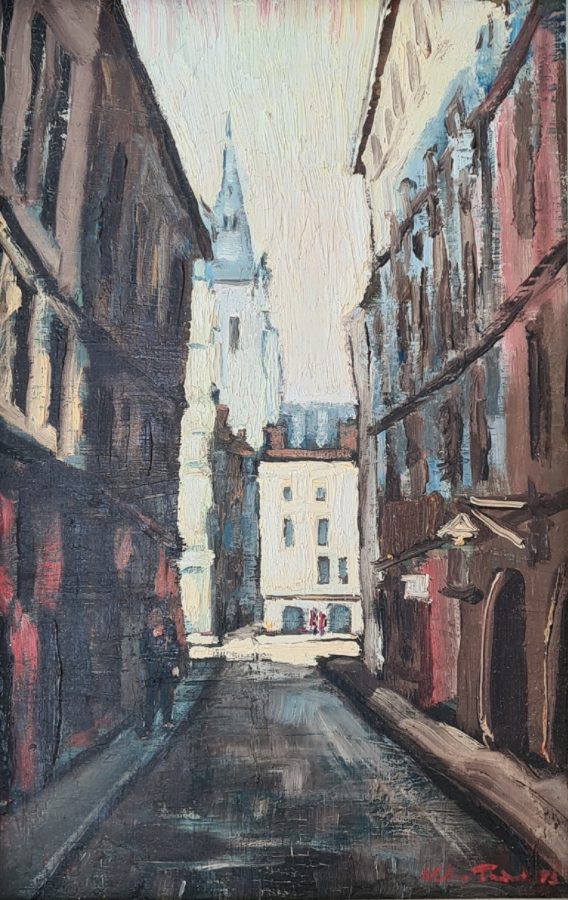 William Turner - Republique – Near Place des Terreaux – 1973 – oil on board 25x16cm £2750