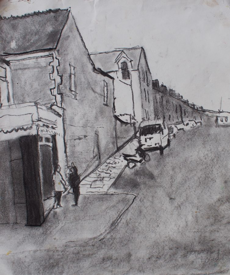 Gina Ward - Street Corner - Charcoal 32x27cm unframed £295