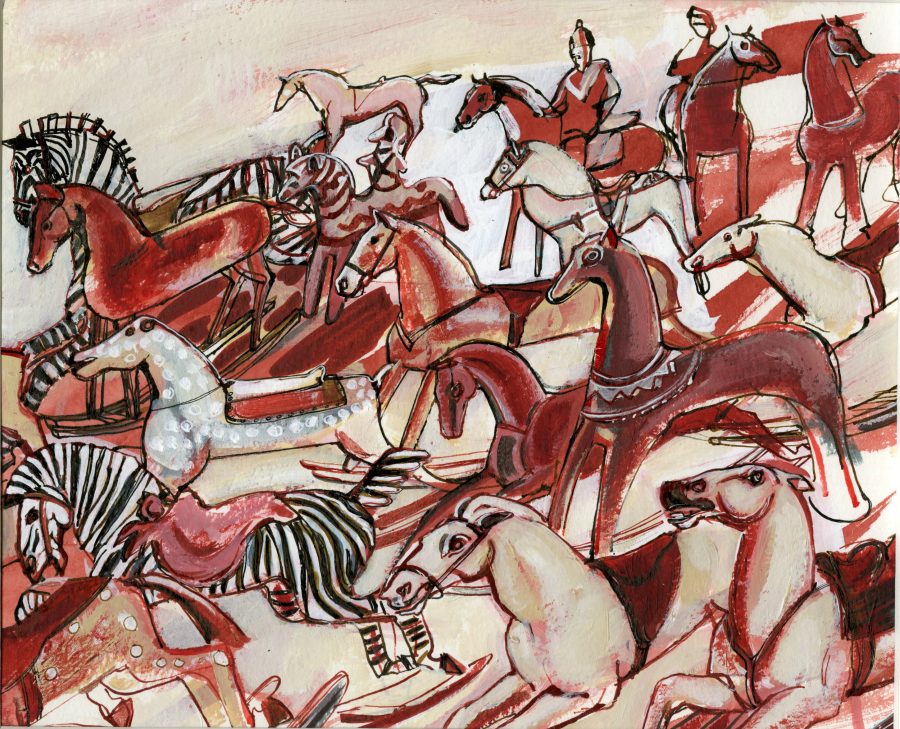 Julia Midgley - Study Rocking Horse Grand National - Acrylic and Ink 20x24cm Unframed £420 Julia Midgley - Study Rocking Horse Grand National - Acrylic and Ink 20x24cm Unframed £420