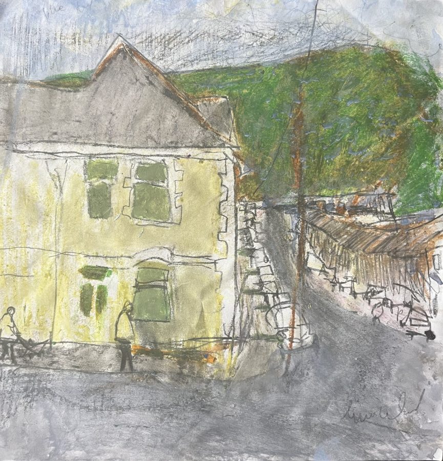 Gina ward - Suburban Street - Mixed Media 25x24cm unframed £295