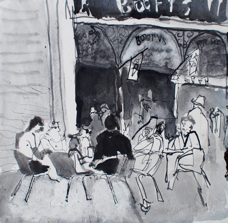 Gina Ward - Boofys - Ink and wash on card 21x21.5cm unframed £250