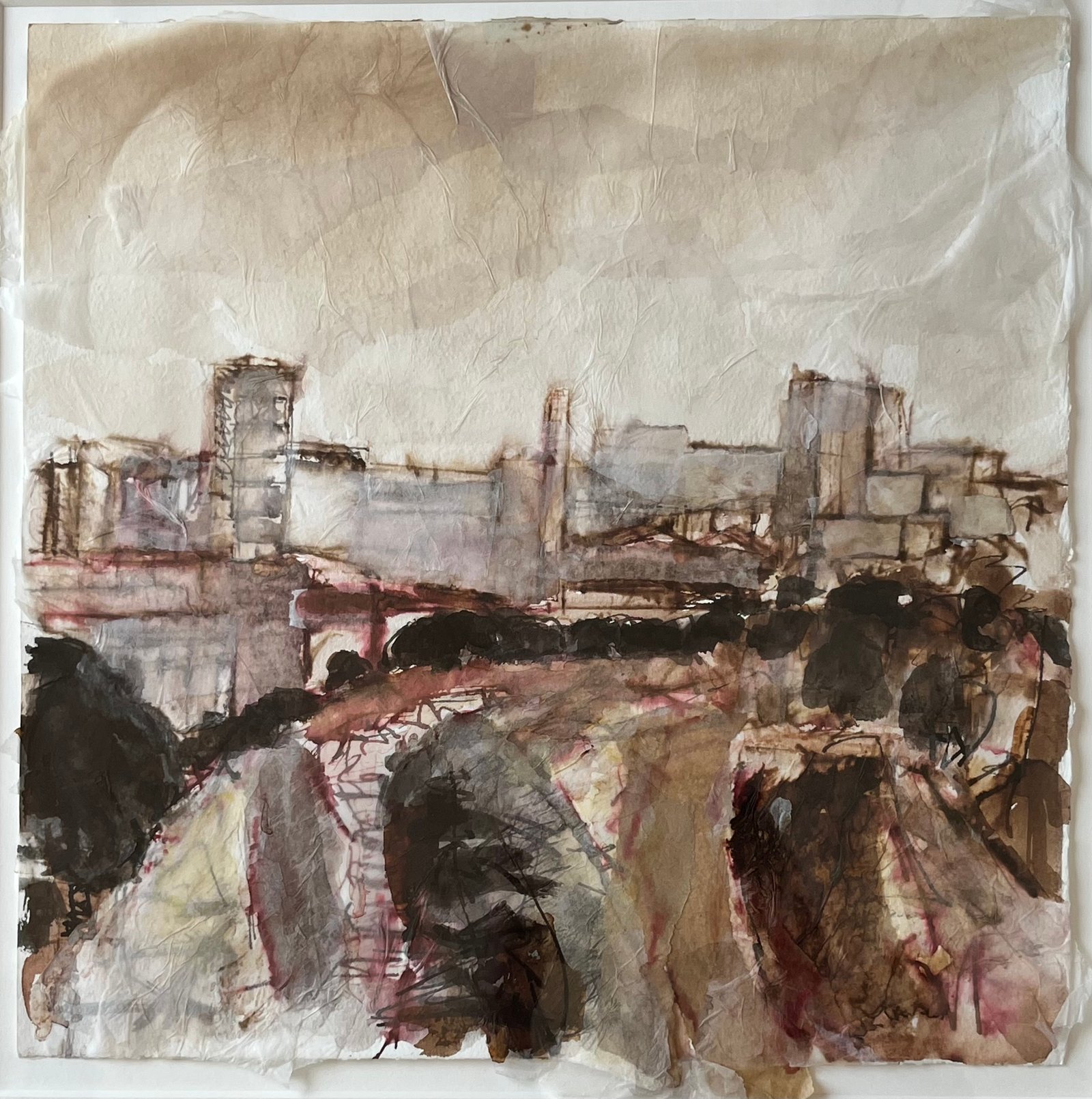 Florian Foerster - View from Red Bank - ink and collage 36.5x36.5cm &pound;525