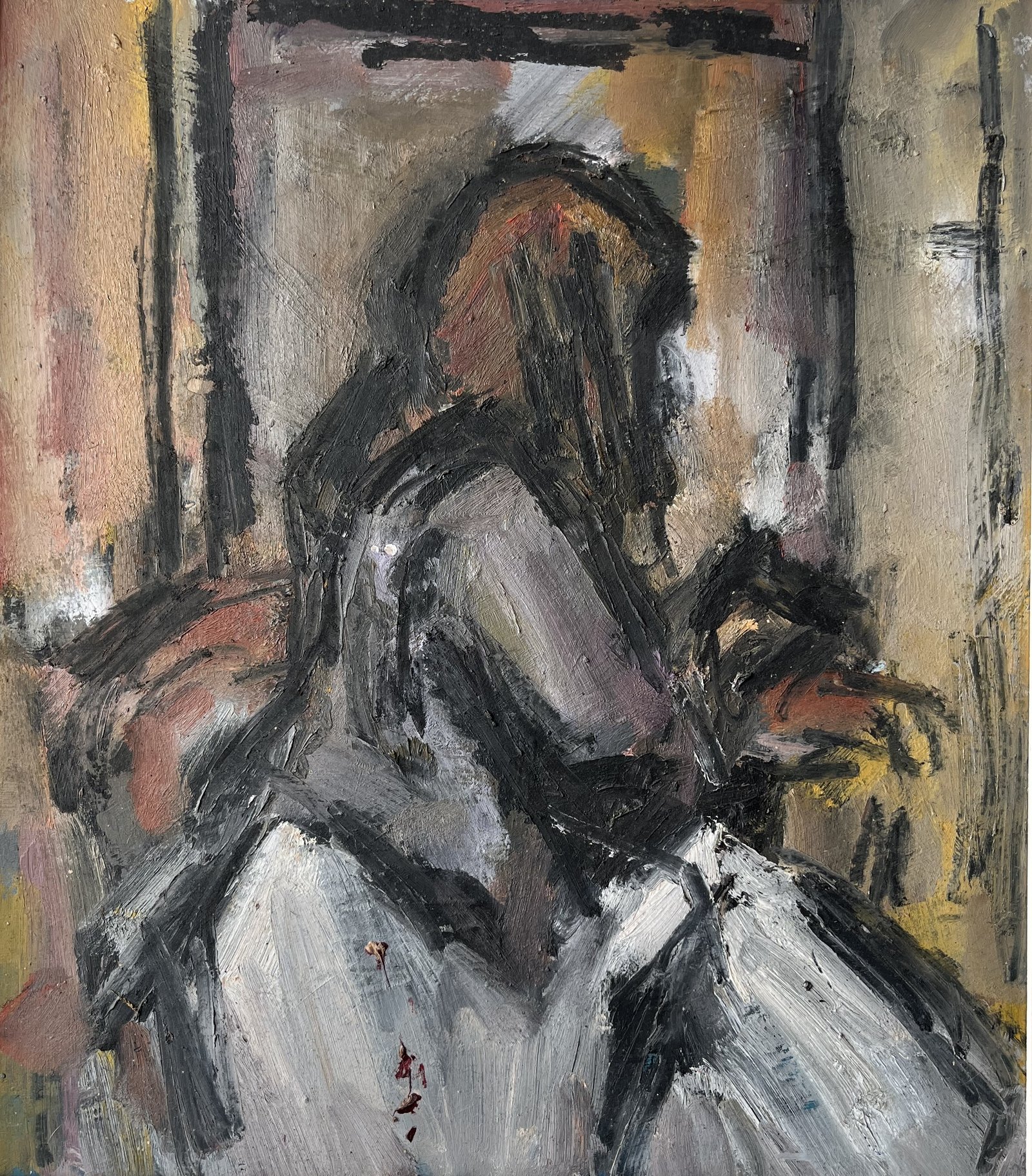Ghislaine Howard - Jane Turning - oil on board 47x40cm &pound;2250