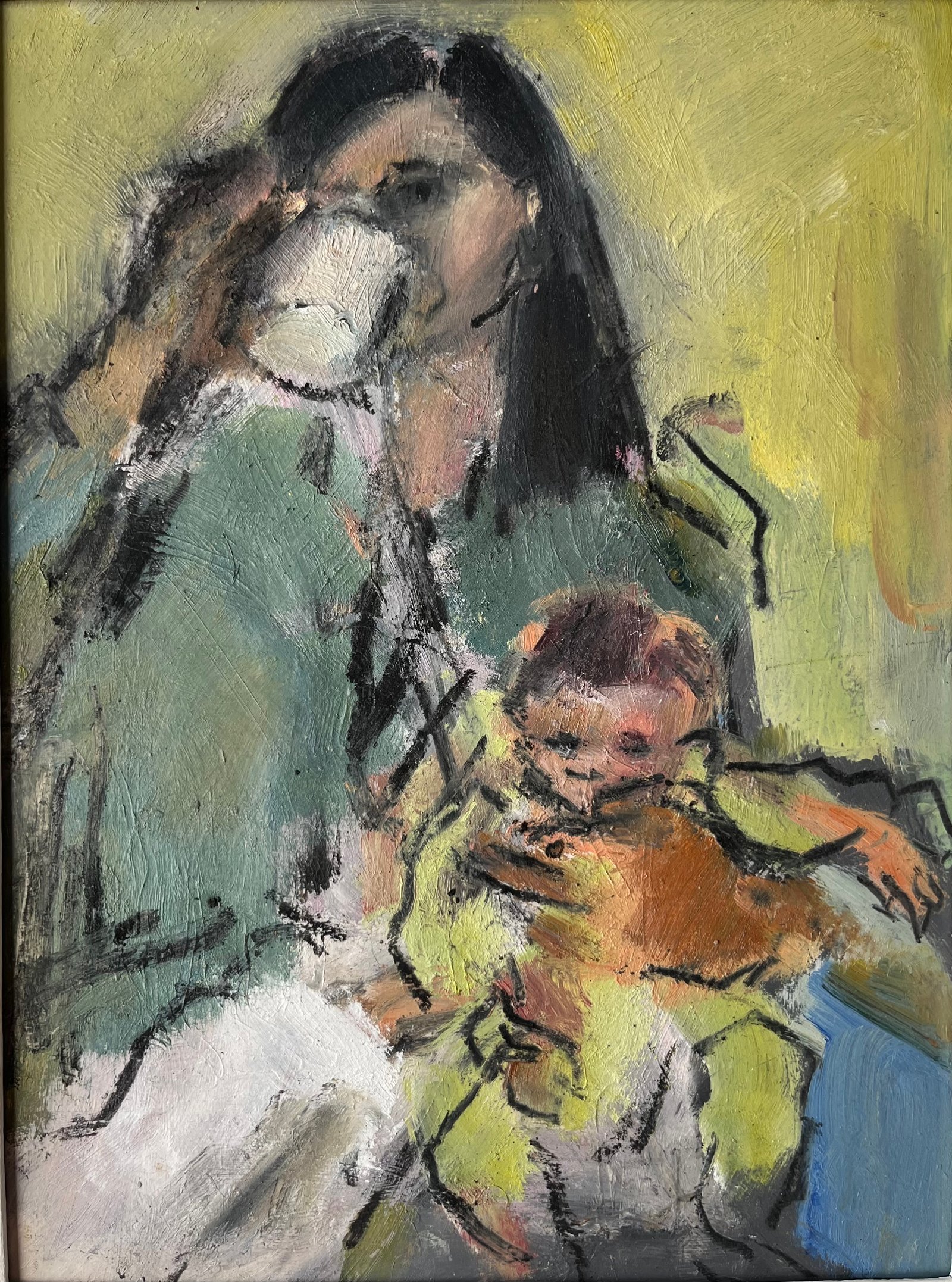 Ghislaine Howard - Study for 'Tea in the Studio' - acrylic on board 30.5x23cm &pound;950
